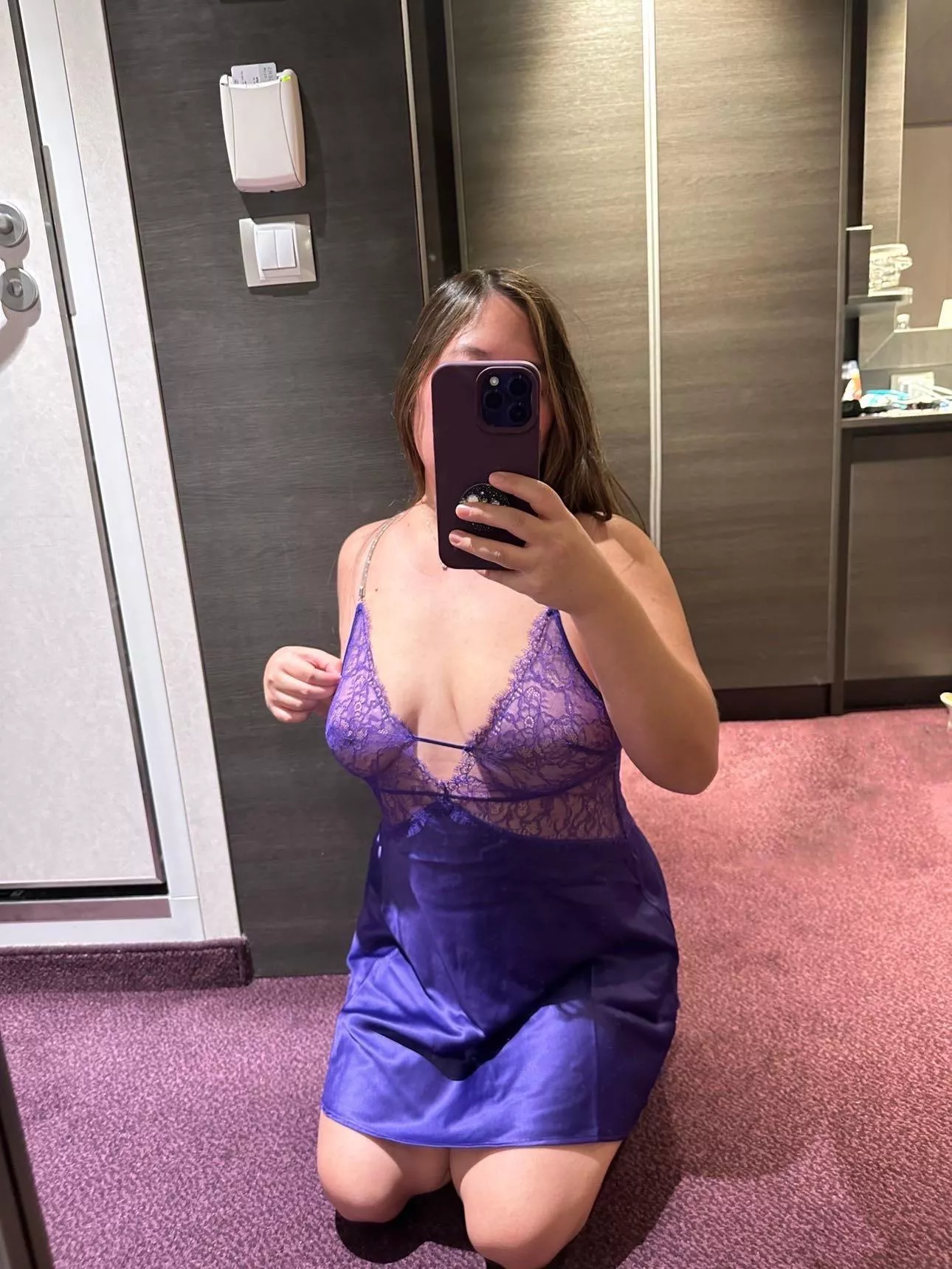 You walk in and see me wearing this 💜 What’s the first thing you do 😘