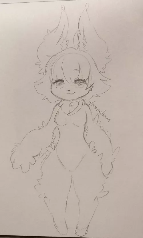 (Art by me) Working on my Fursona Bonny. should I give her bat wings or no? Flying Fox or just Fox?