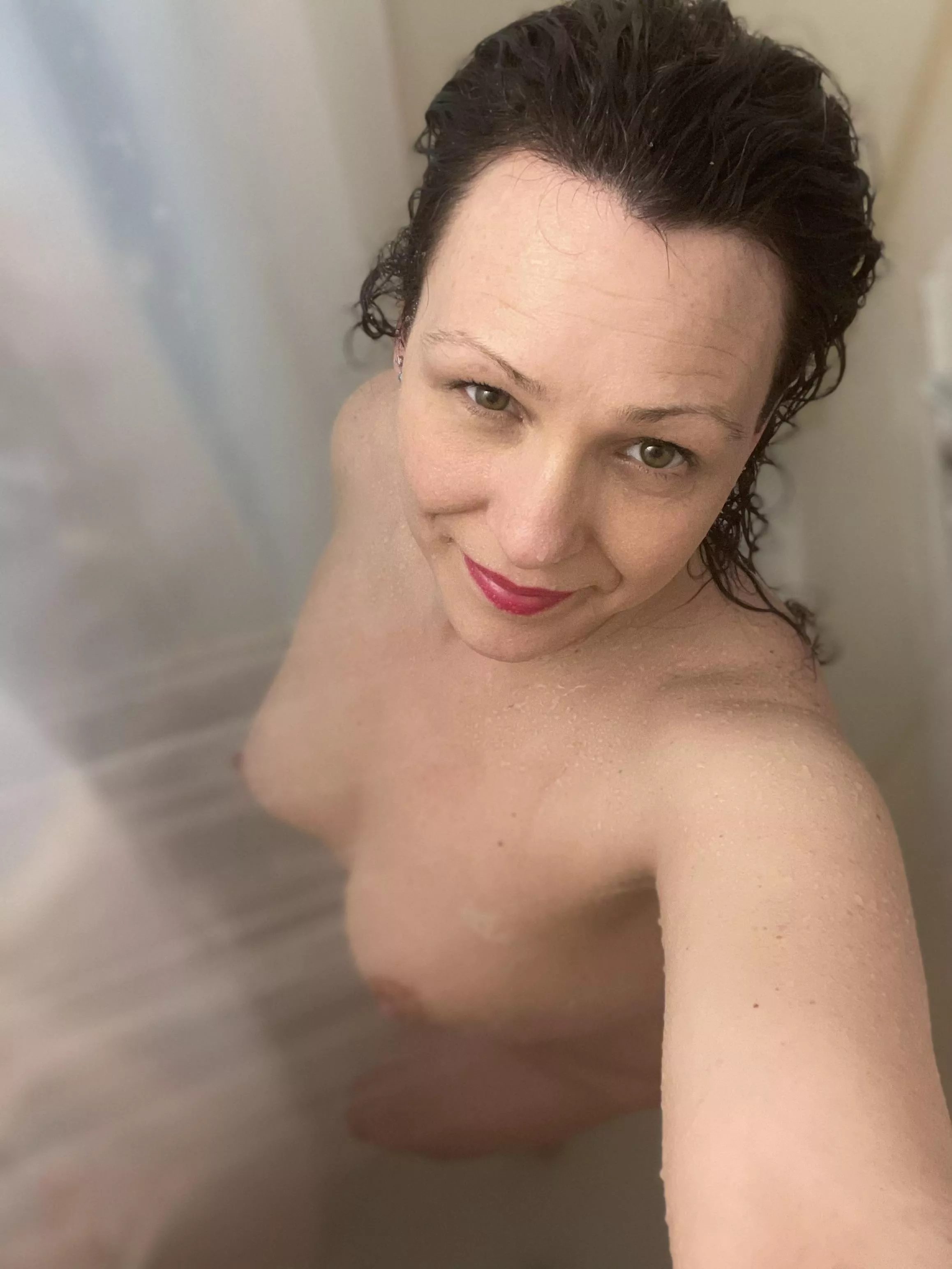 Getting cleaned up for playtime