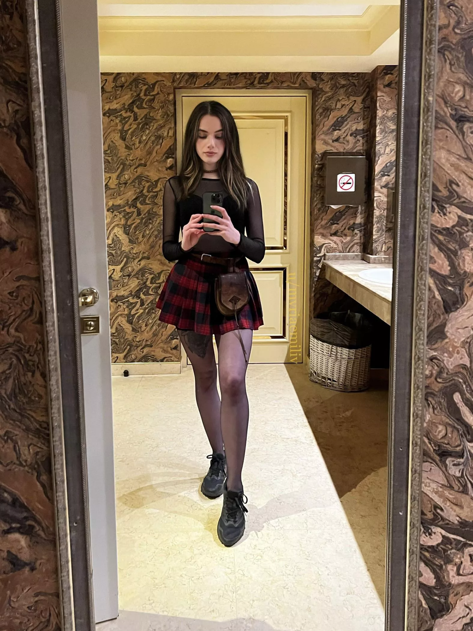 Hi! It’s me in black pantyhose, schoolgirl skirt and sheer bodyshirt :)