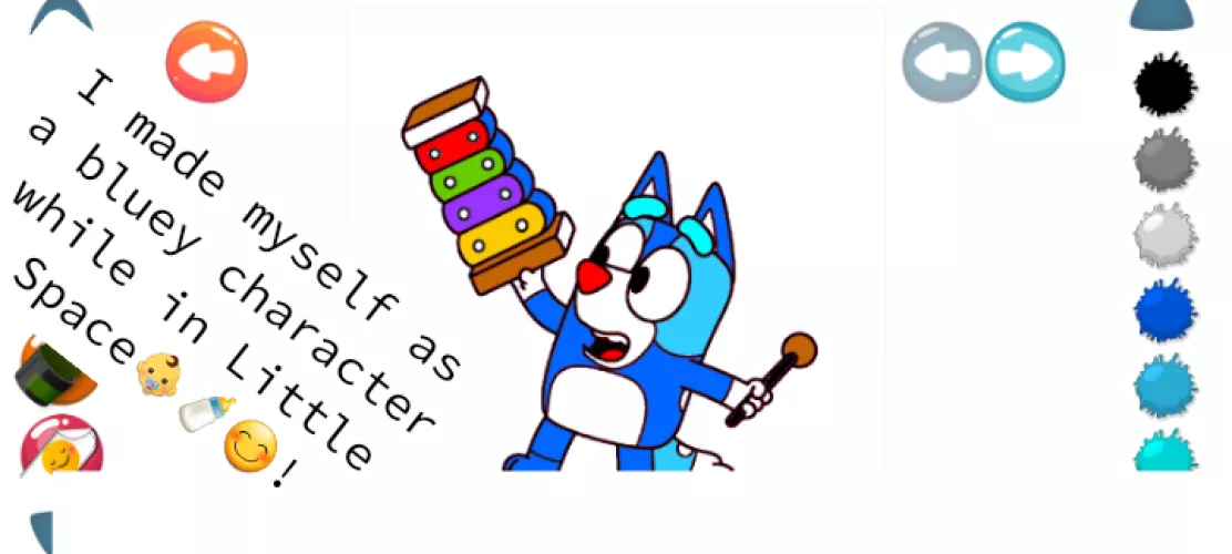I drew a bluey character while being little (little age is 4) 😊👶🍼!
