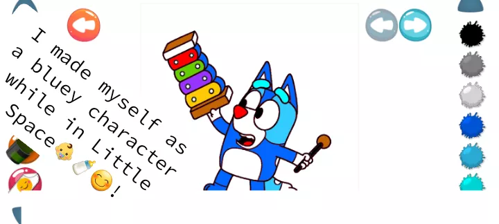 I drew a bluey character while being little (little age is 4) 😊👶🍼!