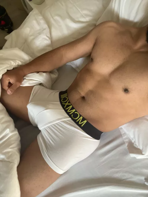 Laying down after showering