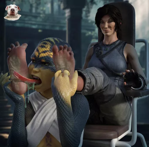 Lizards and tickling are perfect that big slivering tongue