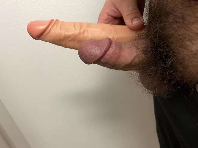 My little cock compared to my wife’s toy