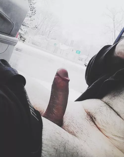 Opened my car door facing the main road, with my erect cock exposed