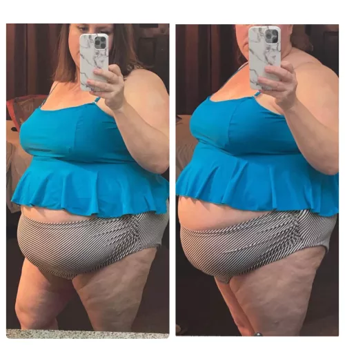 Stuffed and ready to swim in my bathing suit.😋