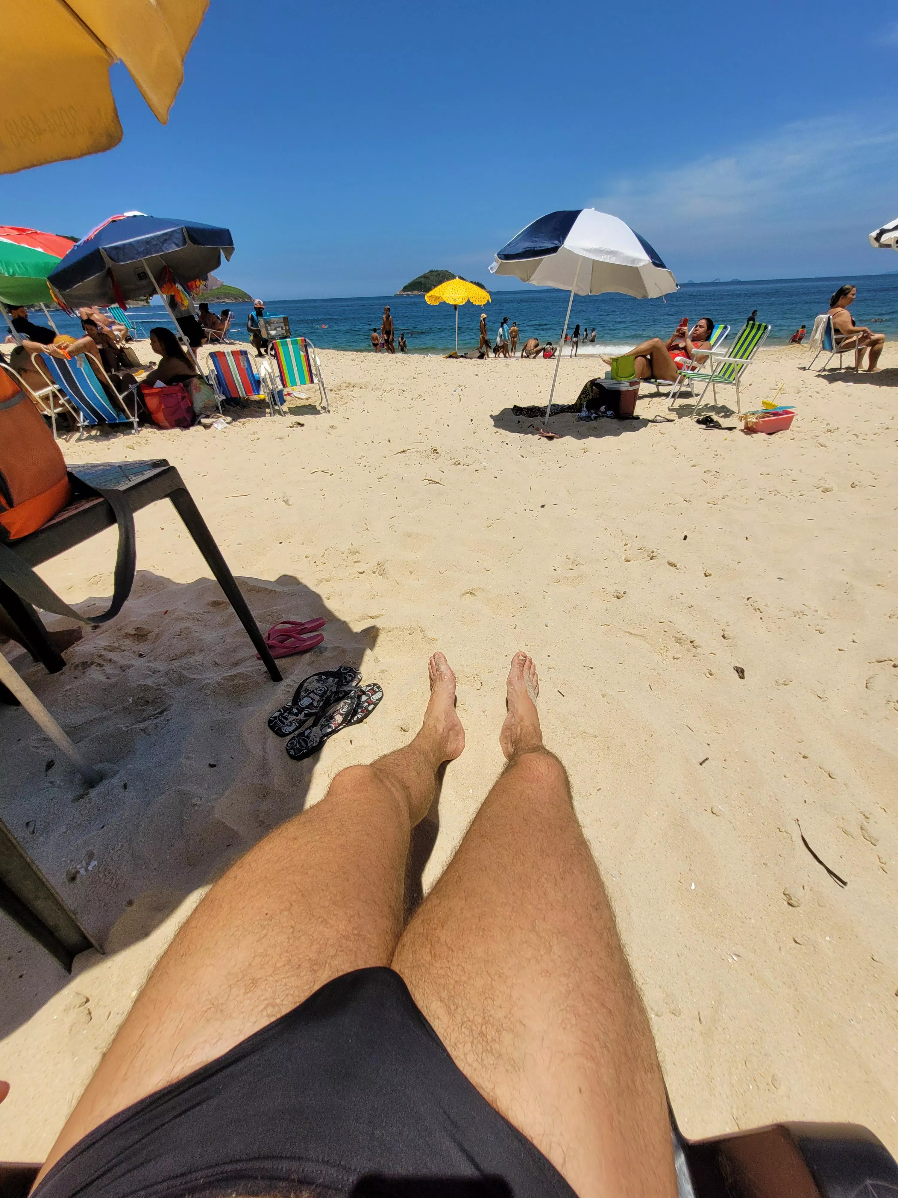 Sun bathing at the beach
