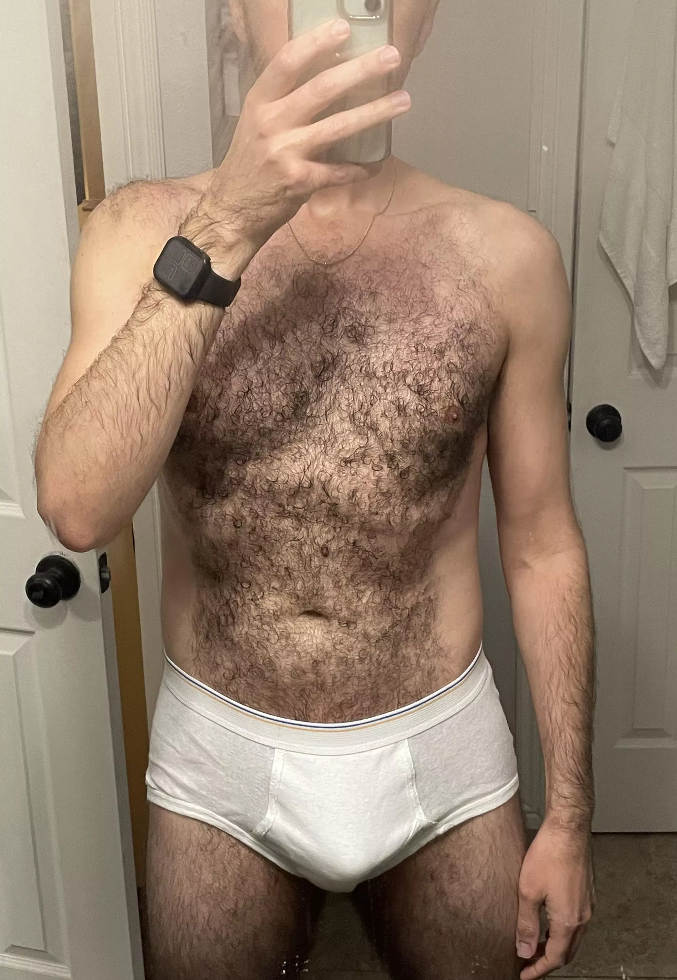 Wet otter in vintage briefs