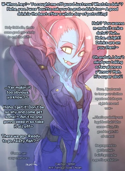 After Shift [Undyne - Undertale/Deltarune] [Police Officer] [Established Relationship] [Date Talk] [Seduction] [Implied Sex] [Slight FDom] [23/365]