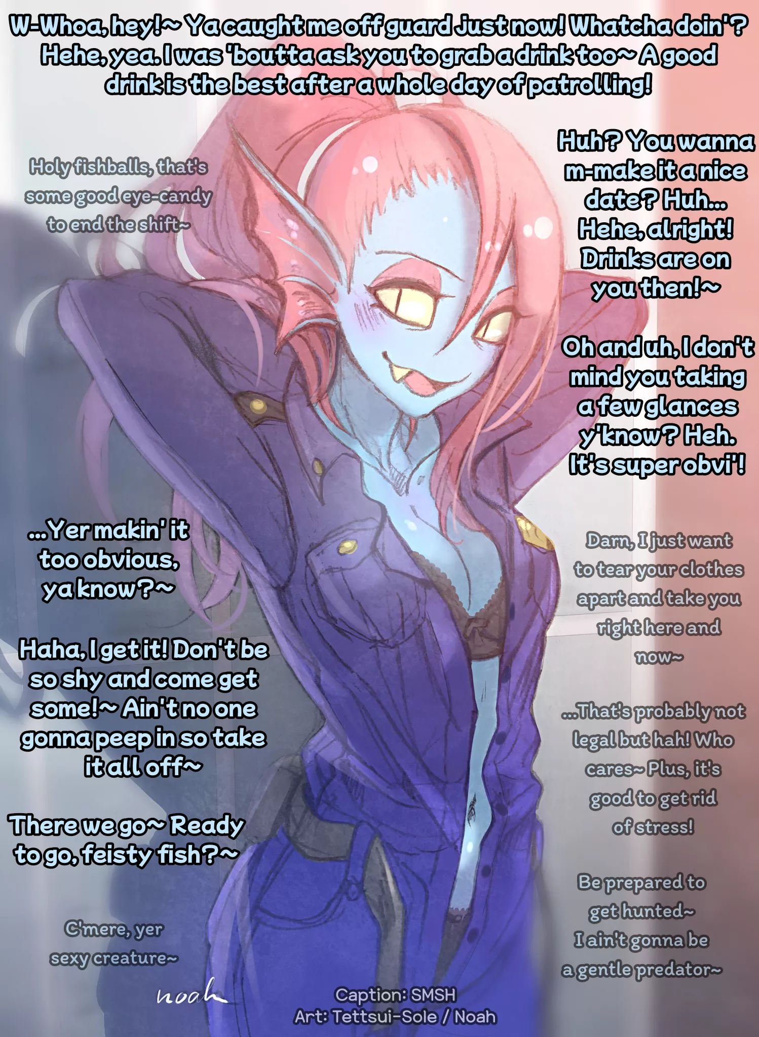 After Shift [Undyne - Undertale/Deltarune] [Police Officer] [Established Relationship] [Date Talk] [Seduction] [Implied Sex] [Slight FDom] [23/365]