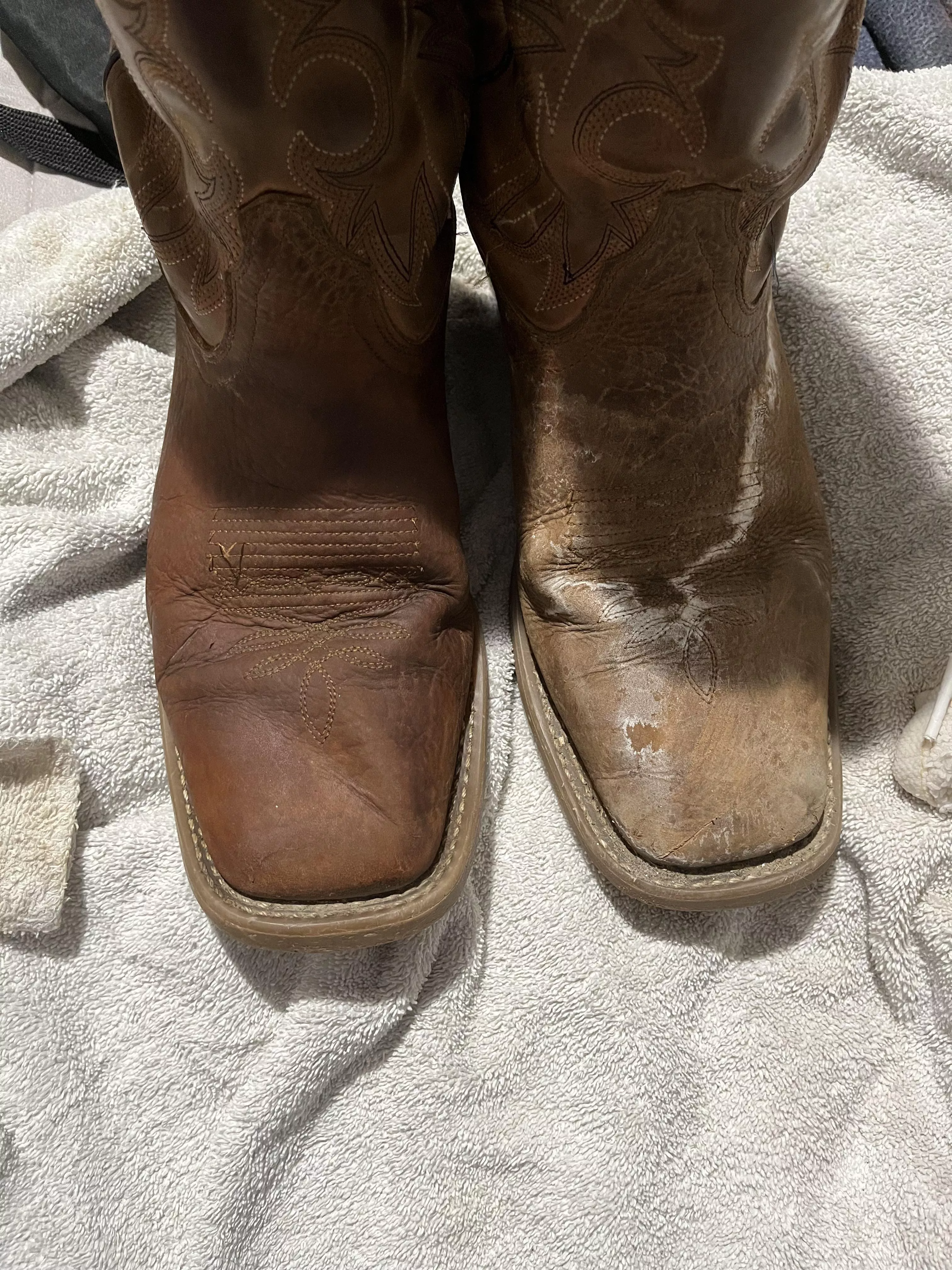 Cleaned my boots tonight, before/after