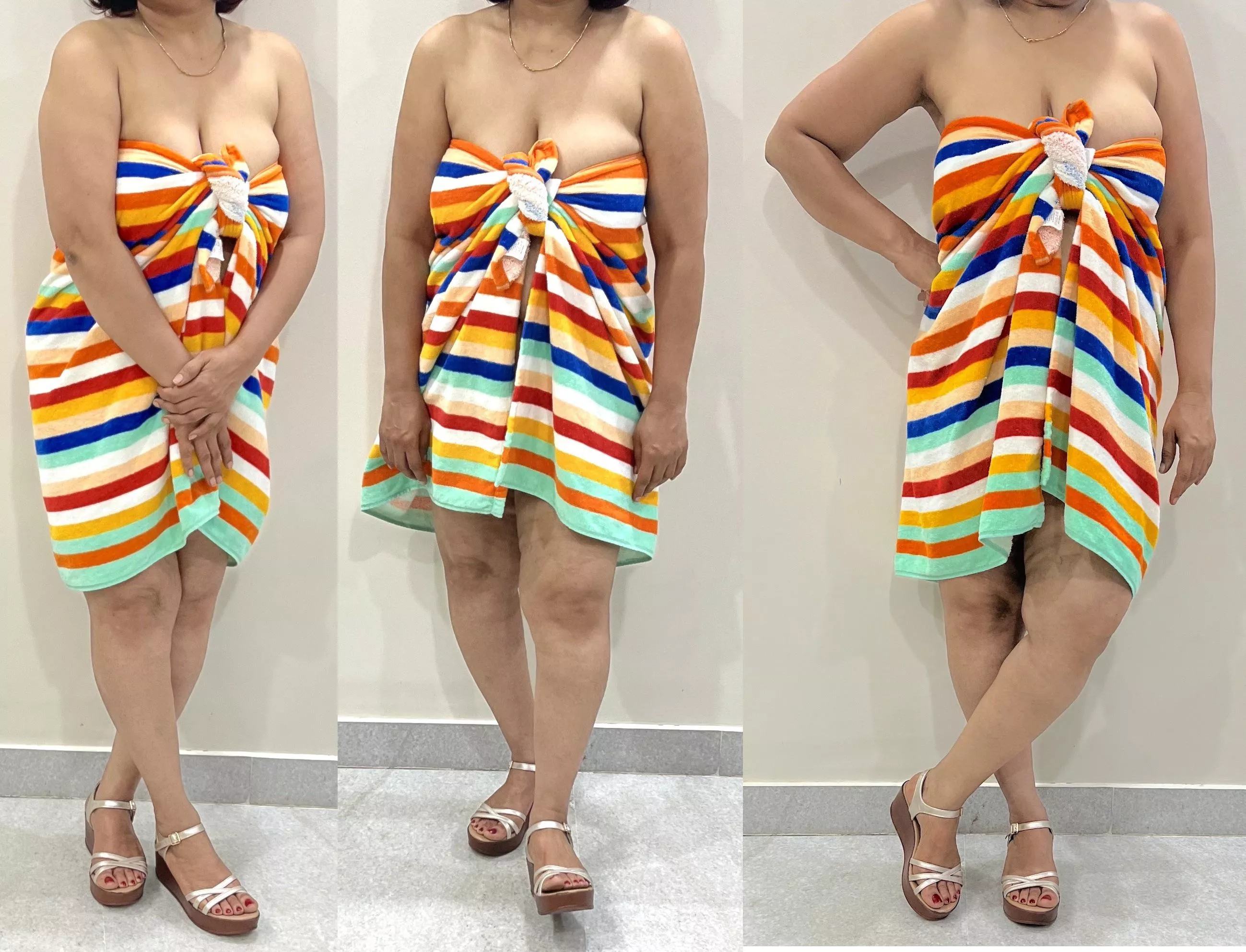 If I was your Mom’s friend, would you fuck me hard and rough? Don’t ignore MILFs in real life around you! What’s better here - my towel or my sandals? Mild. 47 (F) [F] OC