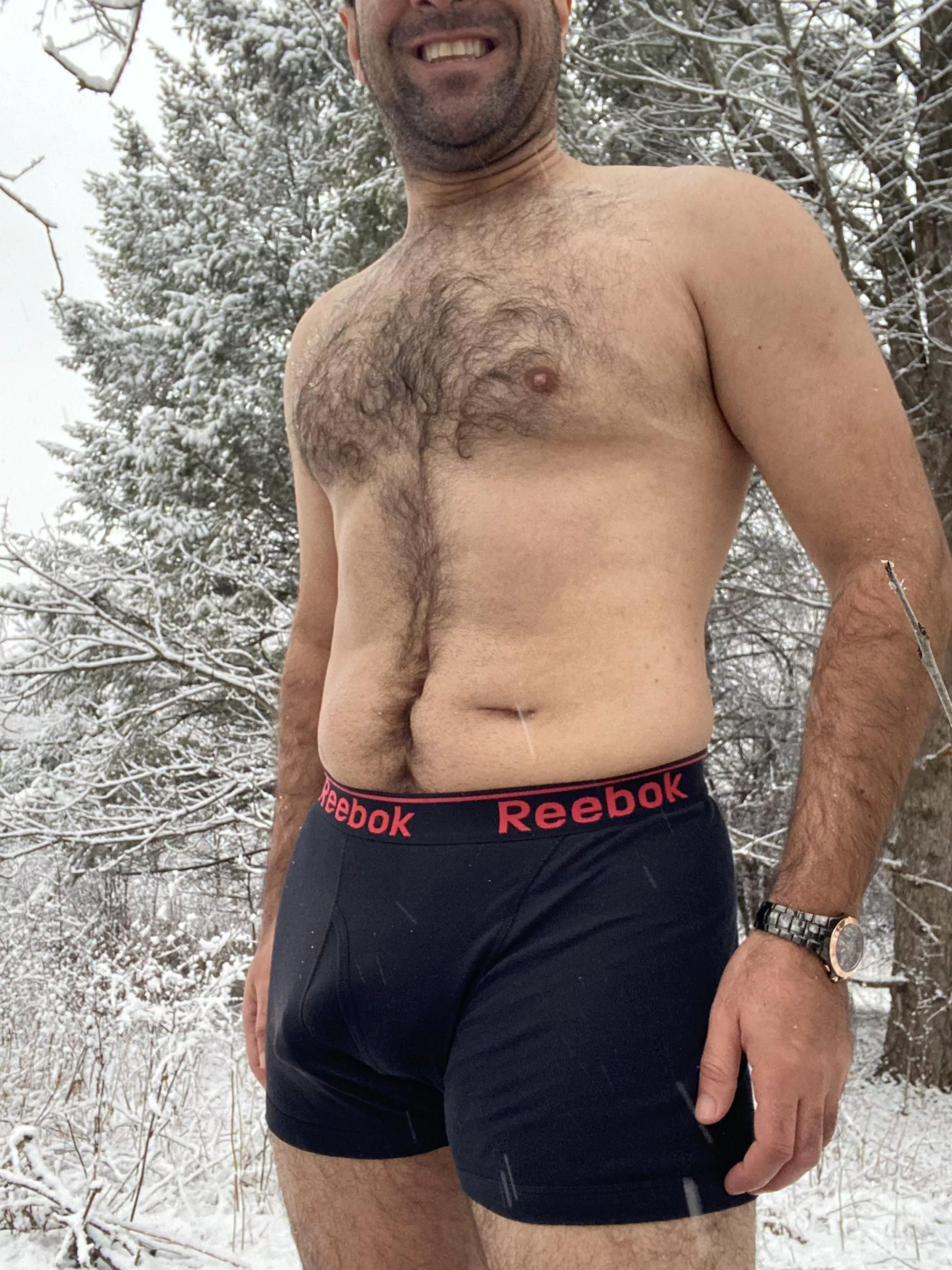 In my undies in the snow!
