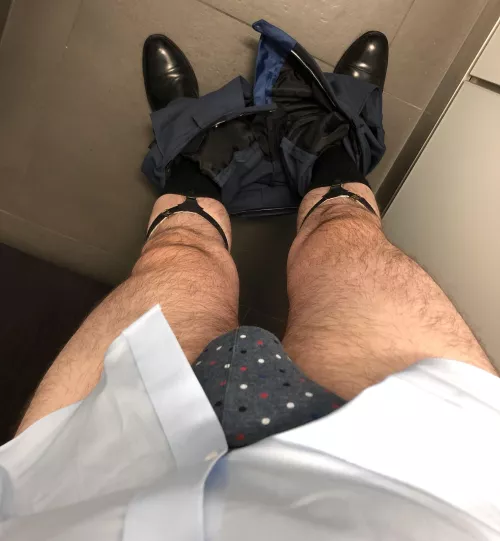 Just a peek of today’s polka dot briefs. Yes, I’m wearing sock garters, which will probably turn most of you off.