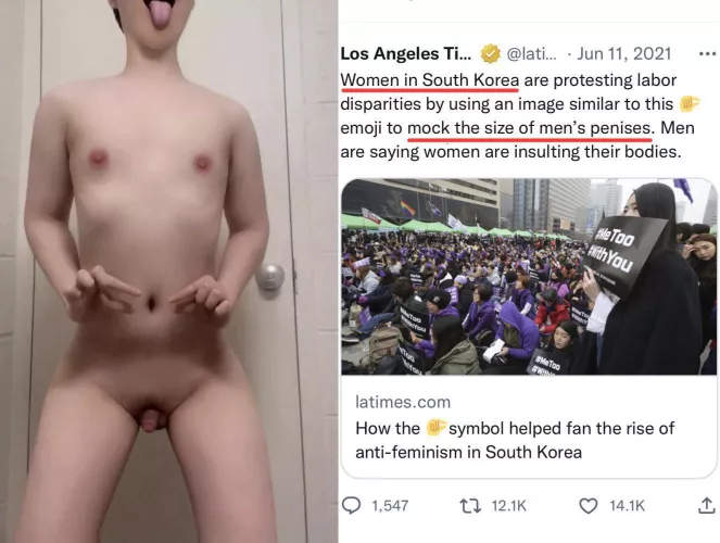 K0REAN girI Iaugh at K0REAN boys for having worId’s smaIIest dickIet. And my pathetic K-dickIet aIso proves it is true. This is the reason why K0REAN girI onIy worship and Iove superior BWC. AII l can do is rub my inferior 1 inch dickIet whiIe white ma