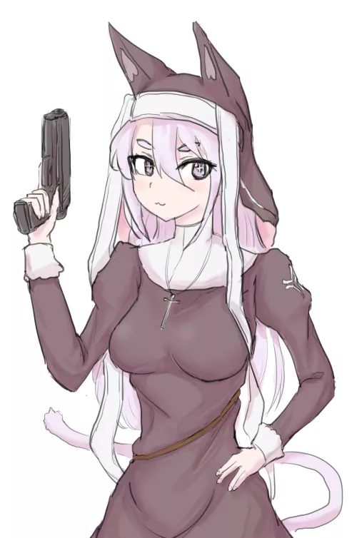 Kitty nun with a gun