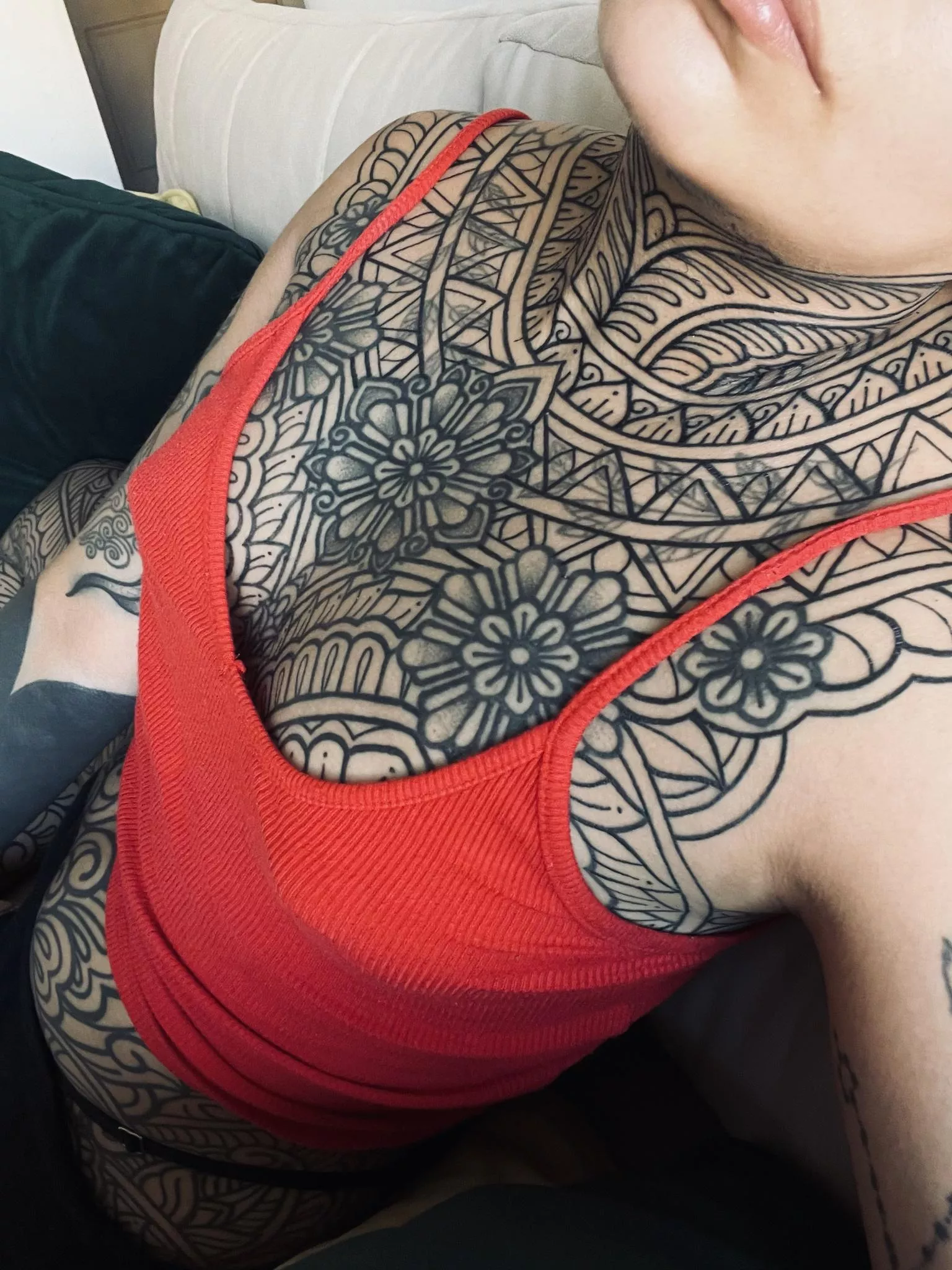 Loving my tattooed chest