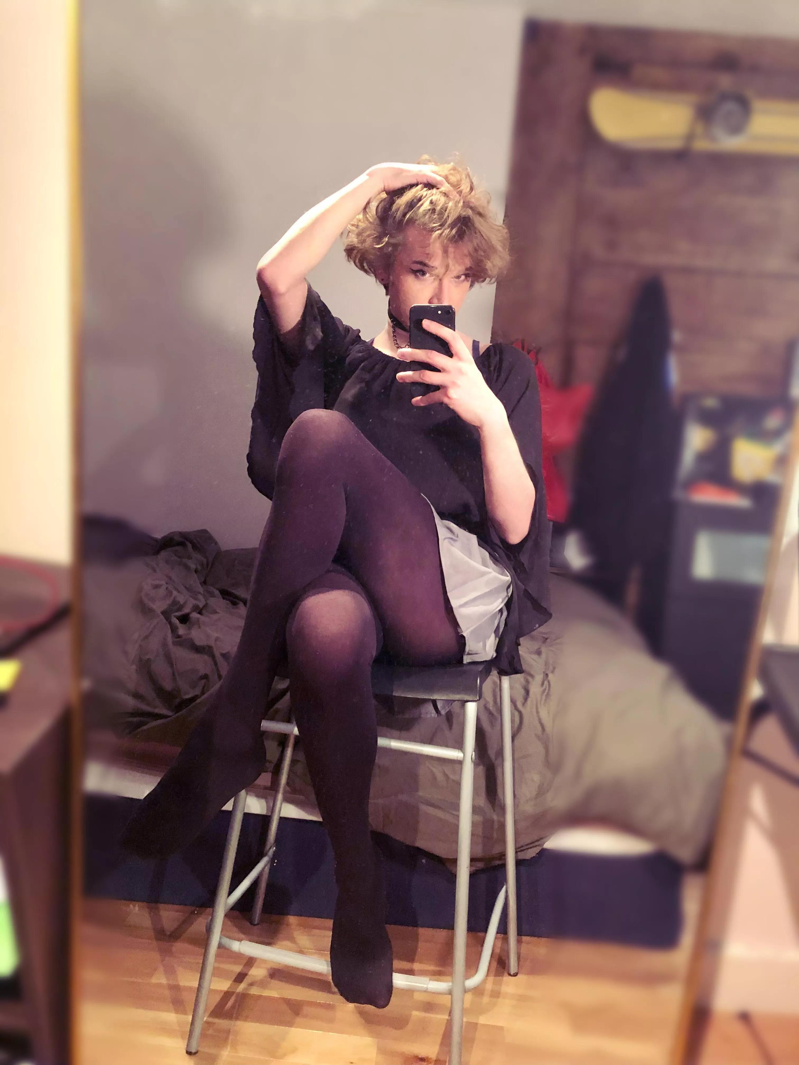 me trying hard to make hair stand in place for pic (not giving up)