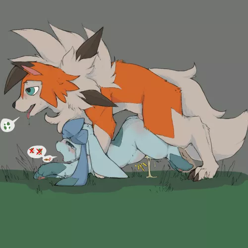 [MF] A Dusk Form Lycanroc having some fun with his new mate (Unknown Artist)