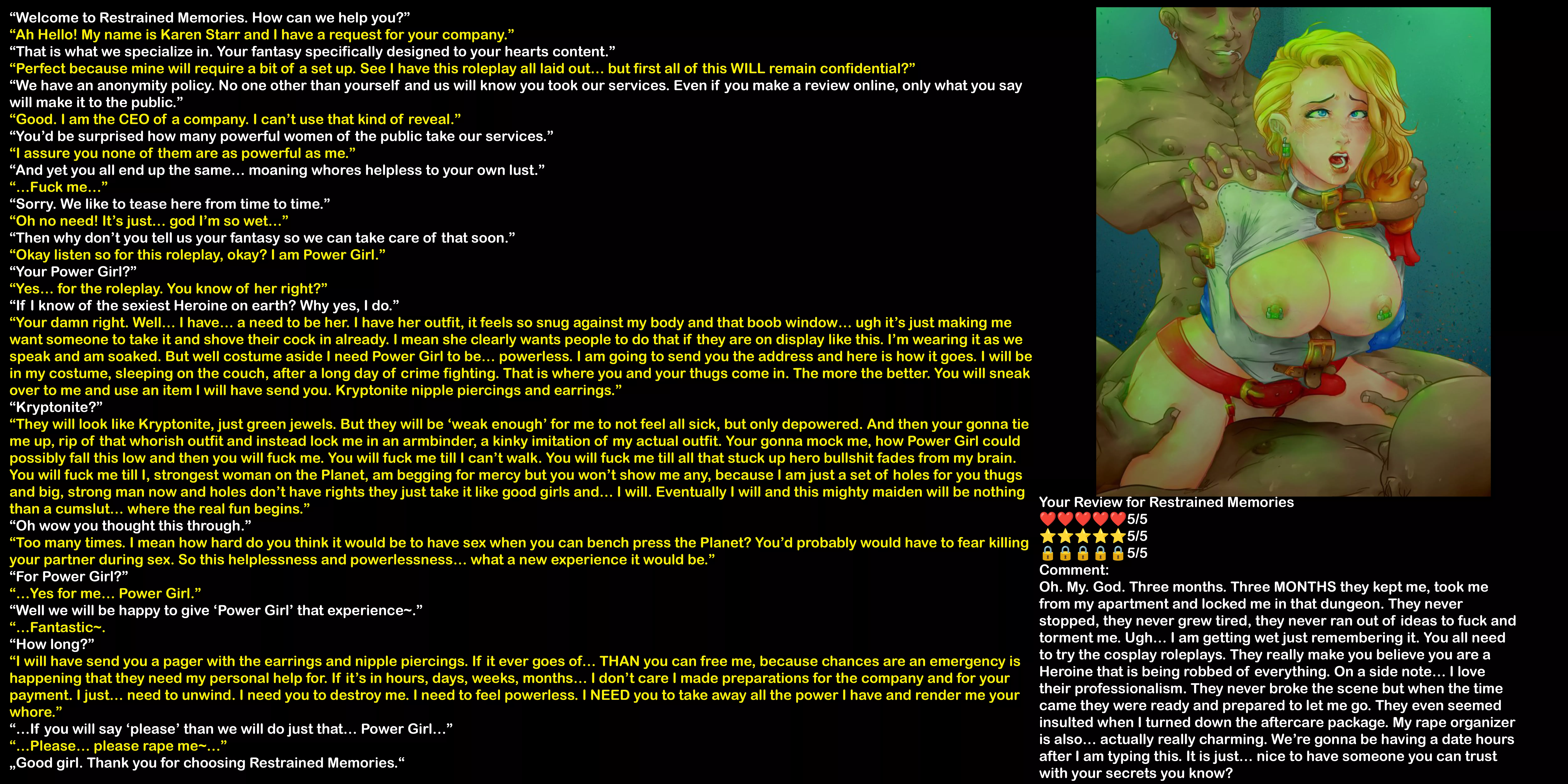 Restrained Memories: Power Girl 'Cosplayer' [Bondage] [CNC] [FSub] [DC] [Powerloss]