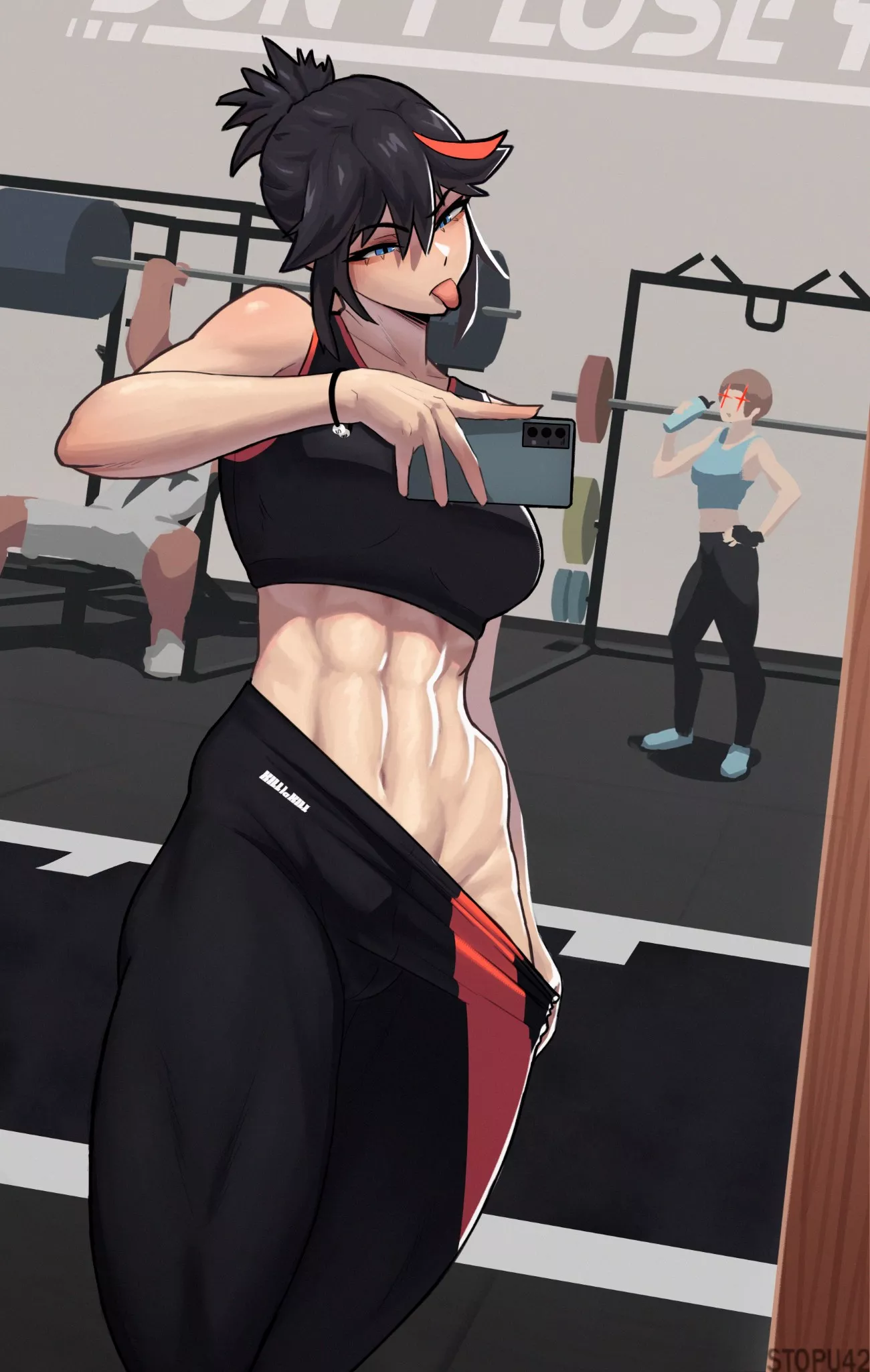 Ryuuko selfie at the gym (By stopu) [kill la kill]