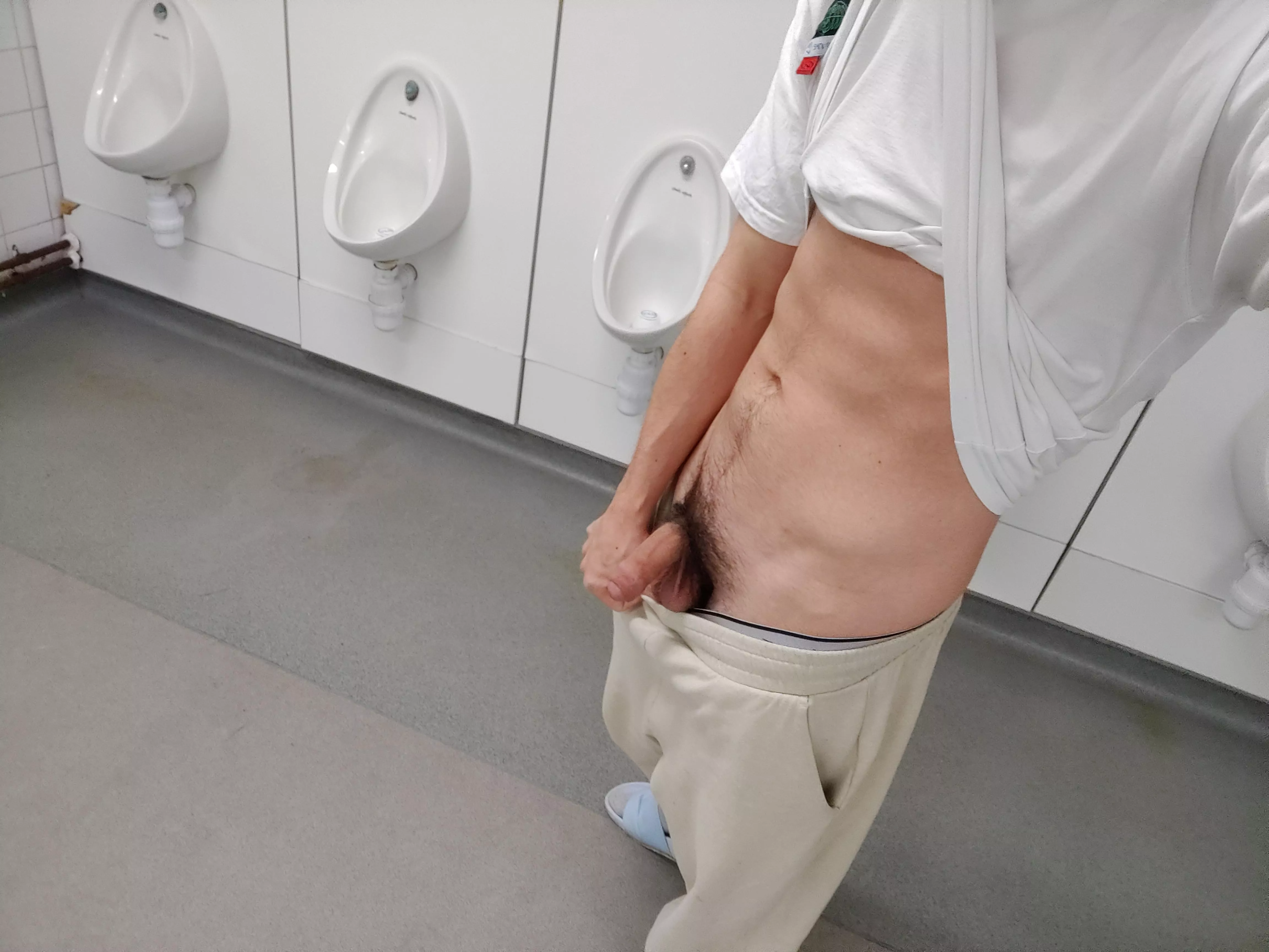 showing off in the campus bathrooms