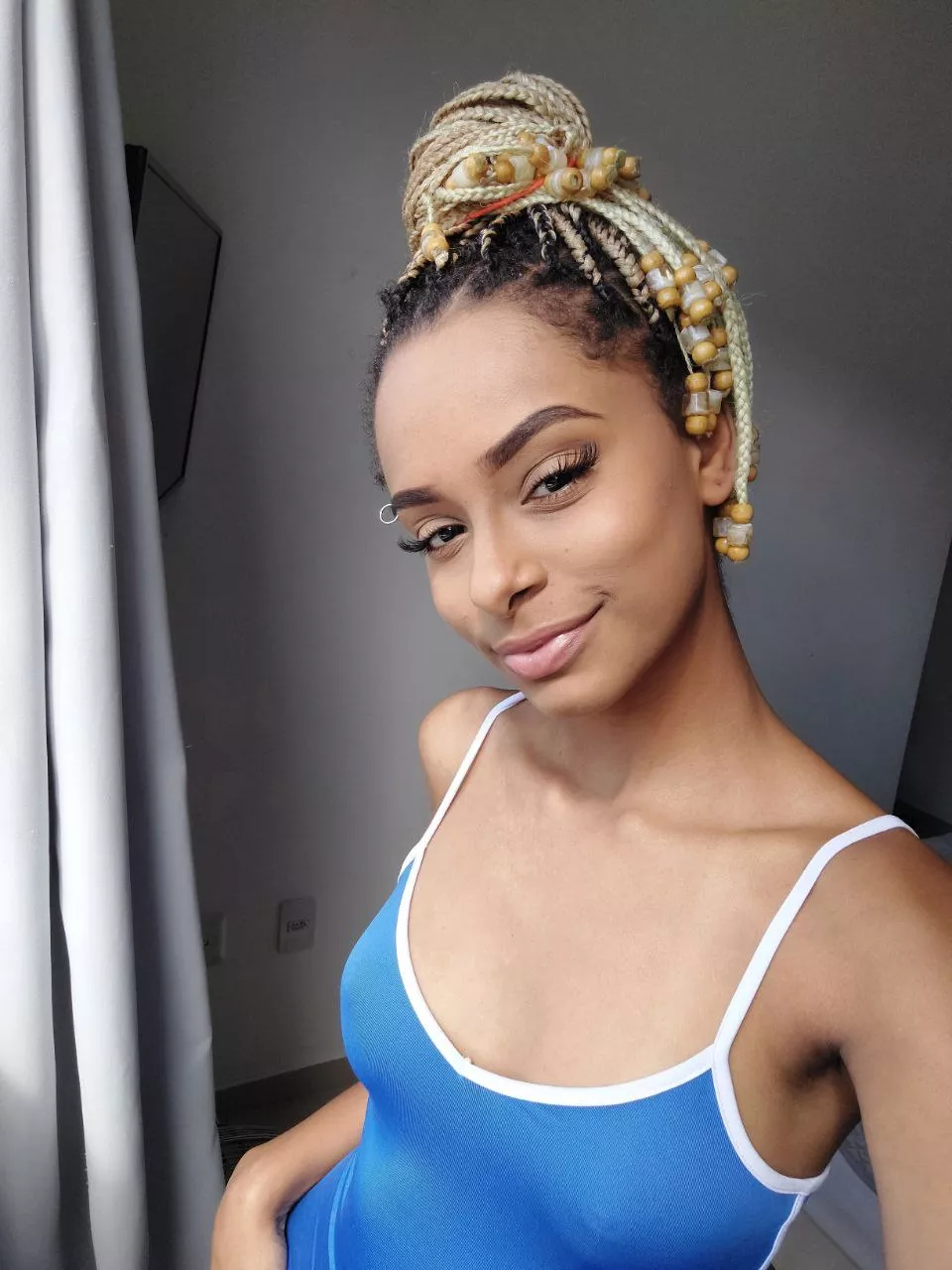 Tinny tits on blue shirt