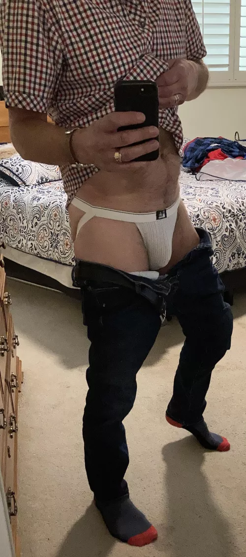 Wearing a jock under my work clothes.
