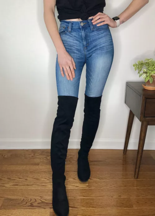 A close up of my thighs in this tight pair