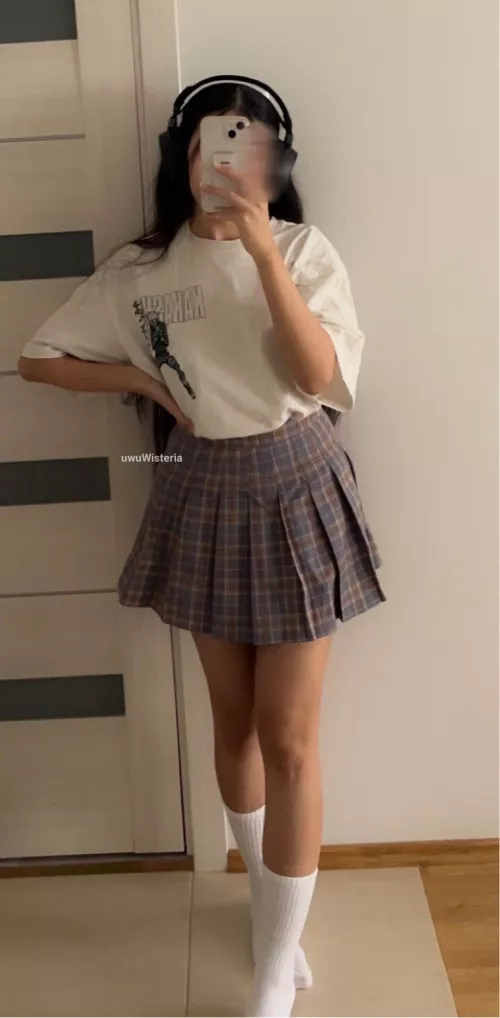 baggy shirt and skirt combo 🤍