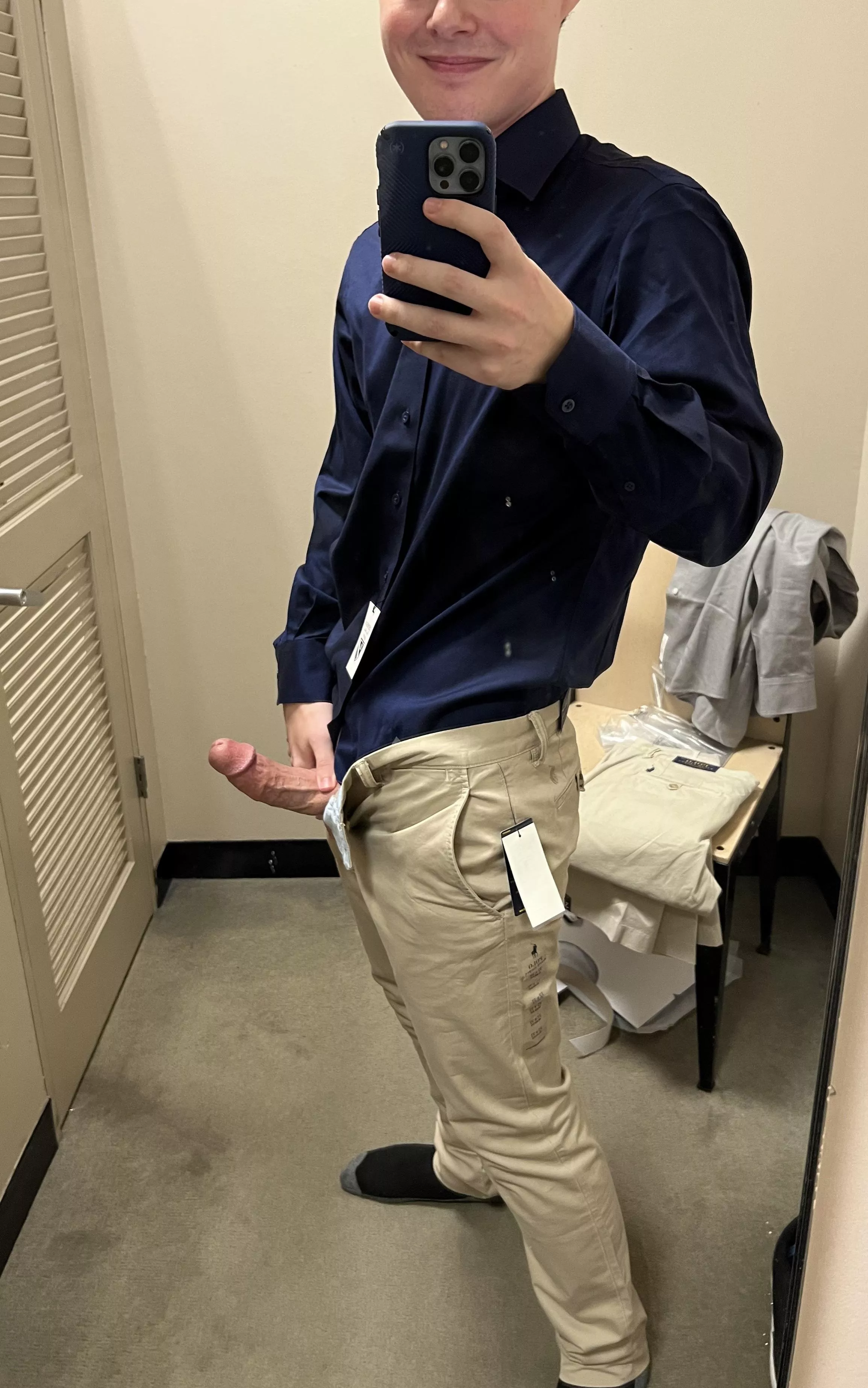 Cock out in a changing room