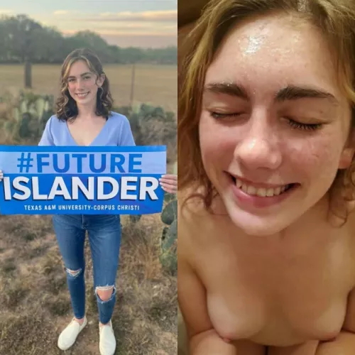 Cute college slut gets her first facial (before/after)