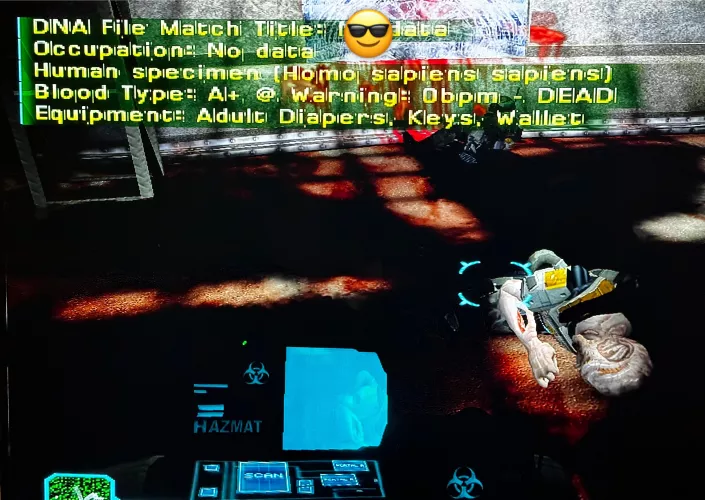Diapers mentioned as an operative’s gear in Area 51 on Xbox 😎👍🏻