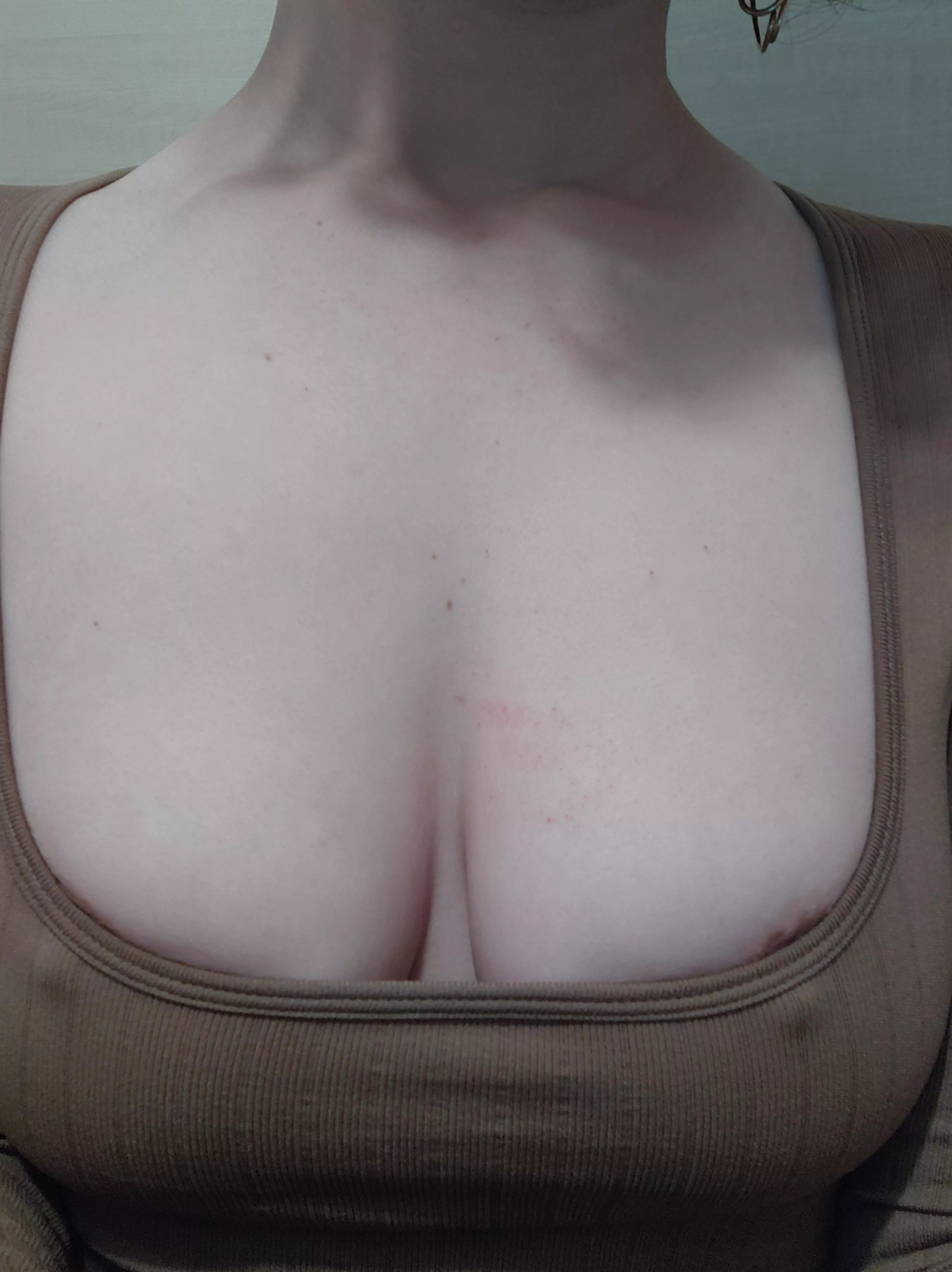 It's the best feeling coming into work and seeing in people's eyes that they know I am a huge slut. I can see them, their eyes stuck on my tits, probably thinking the words you guys write to me in my DMs. What would you be thinking if you met me at wor