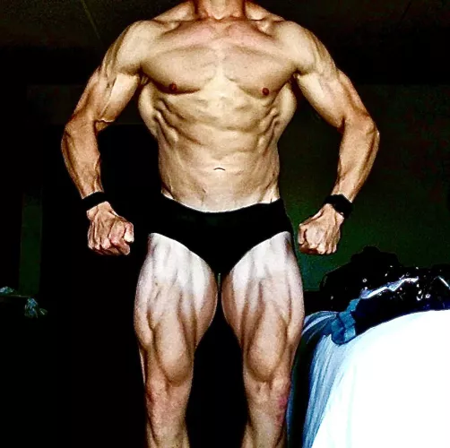 [M] 32- day before my natural bodybuilding show 2 yrs ago. Hoping I can beat this look this year. Show prep can be tough.