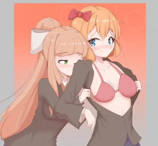 Monika teases Sayori drawn by me!