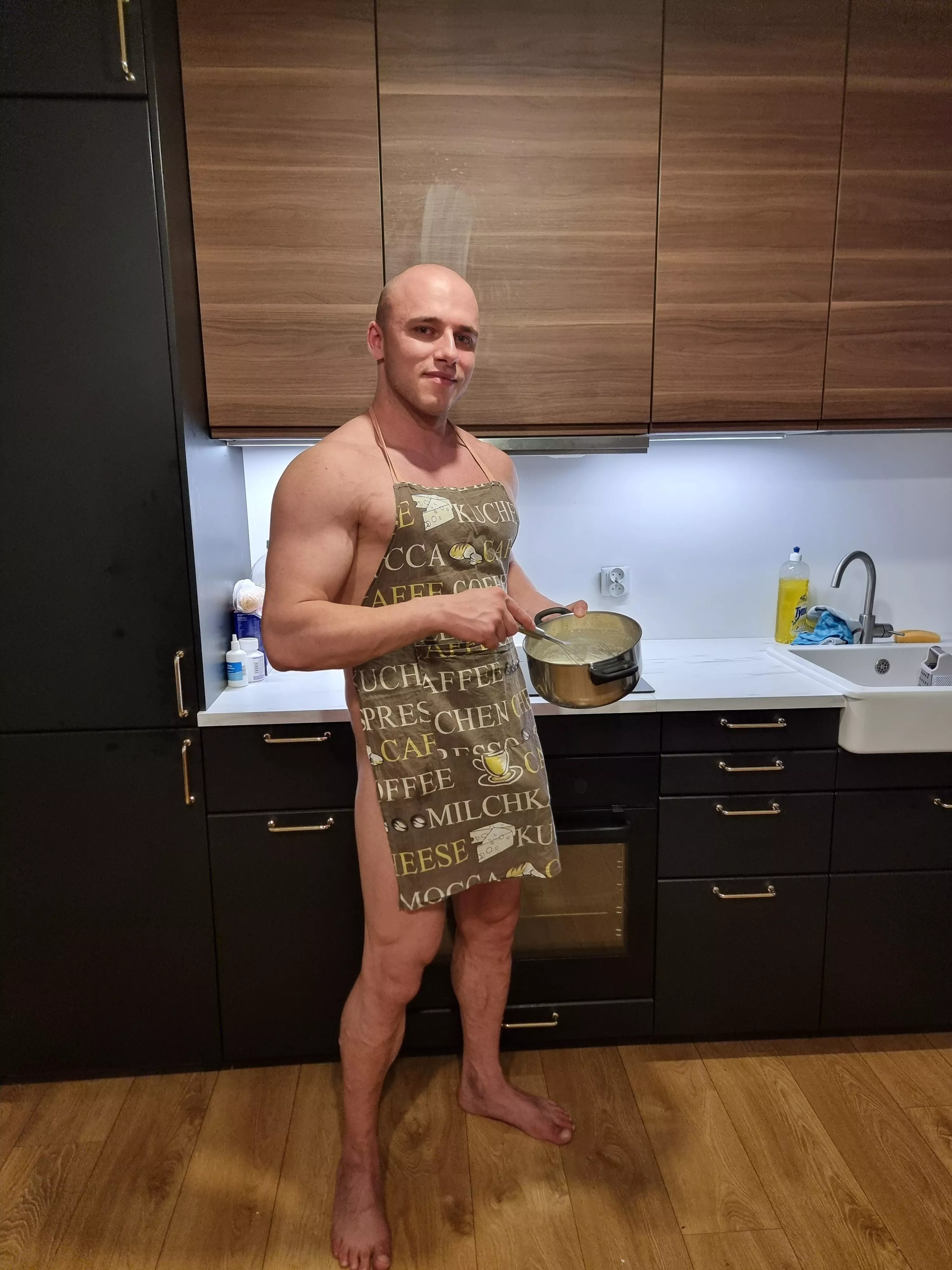 Muscles in The Kitchen! Check Out What Is Hiding Under My Apron Babe!