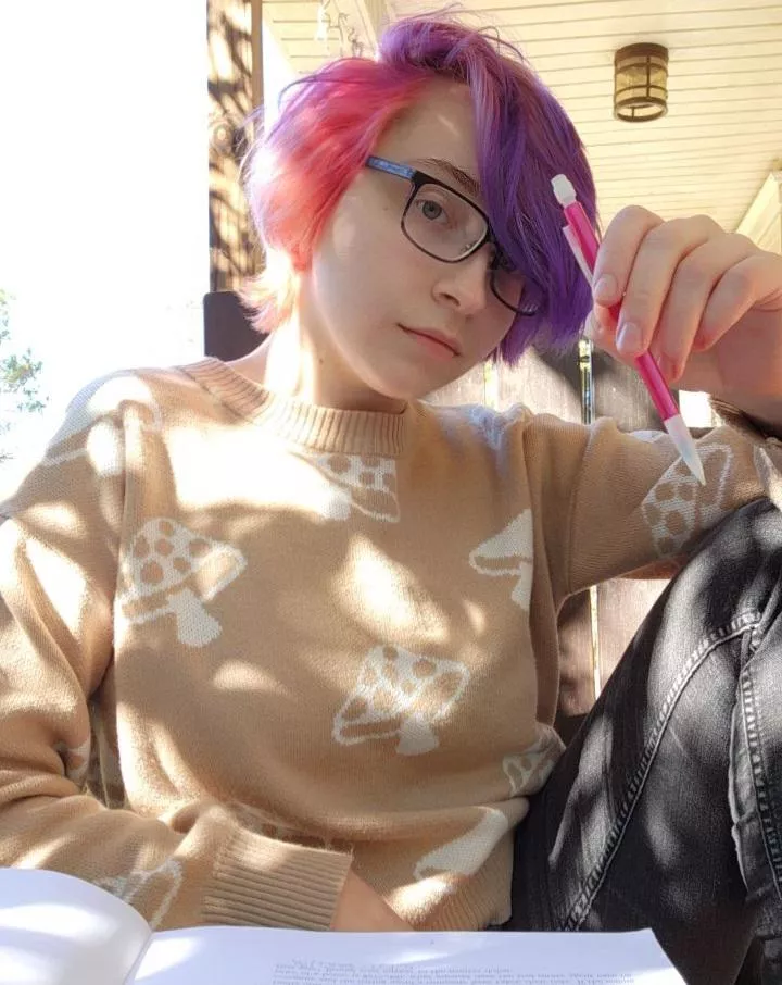 new sweater n me doin homework hehe