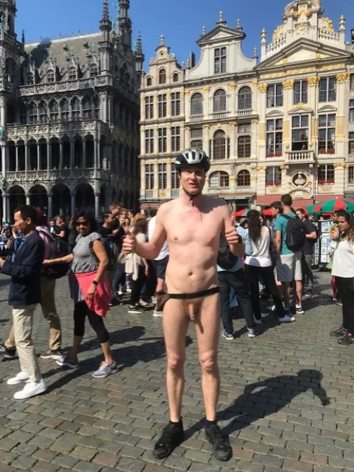Nude in public at world naked bike ride!