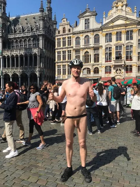 Nude in public at world naked bike ride!