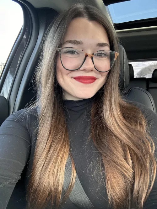 Perfect day for a red lip and glasses.