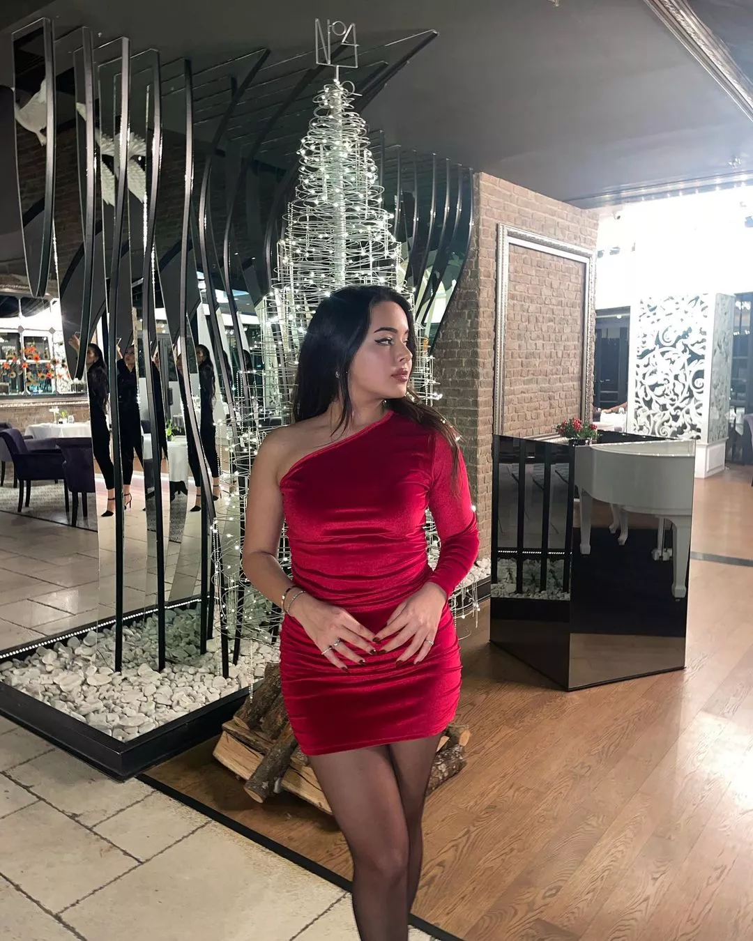 Tights and a red dress