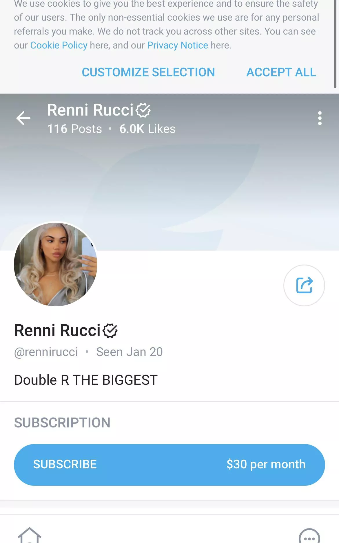 Who got her of? Renni rucci