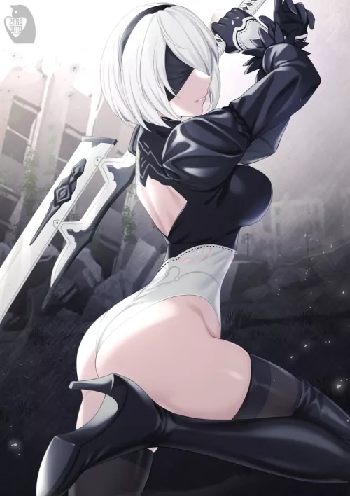 2B's thighs bathed in light (zaregoto tsukai no deshi)
