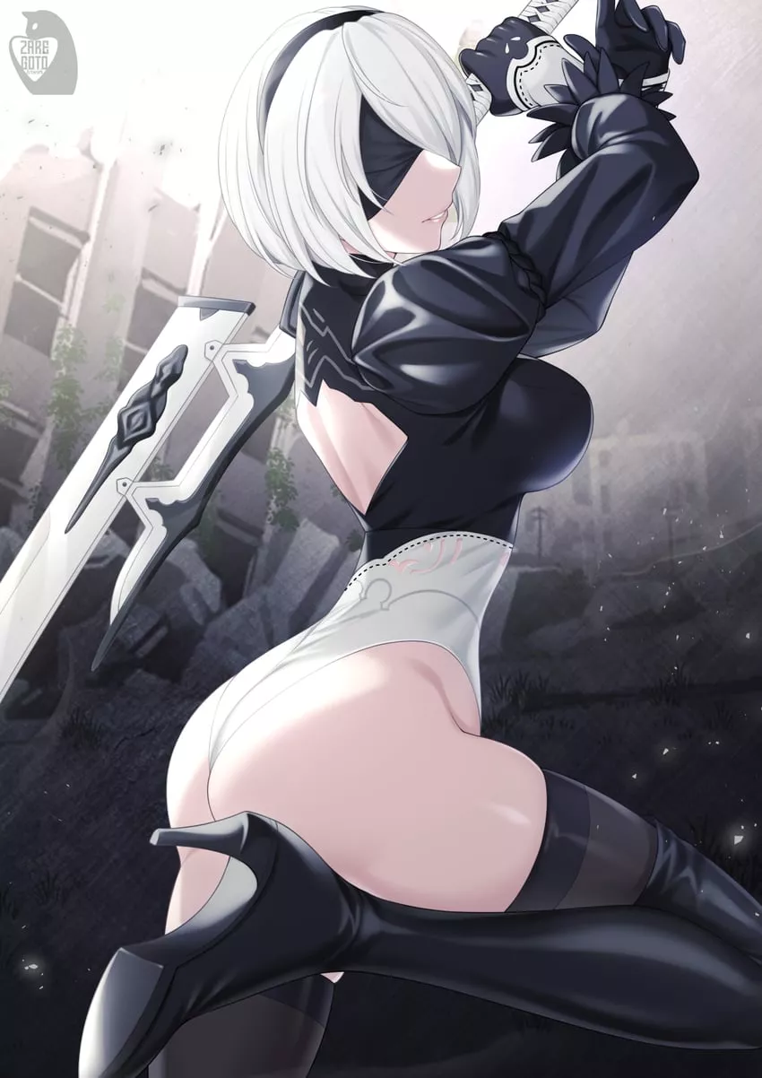 2B's thighs bathed in light (zaregoto tsukai no deshi)