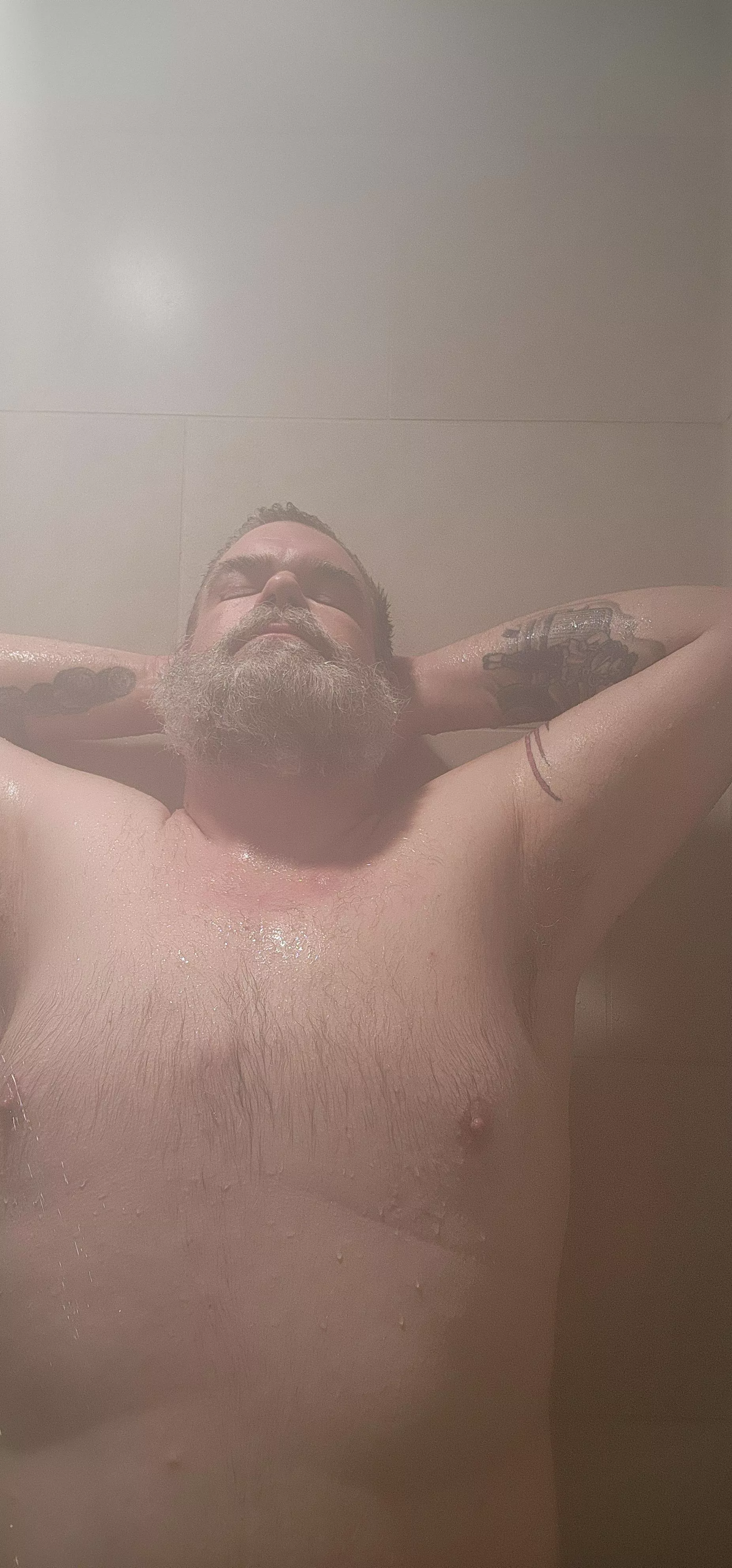 An amazing feeling hot shower after a long day in the truck