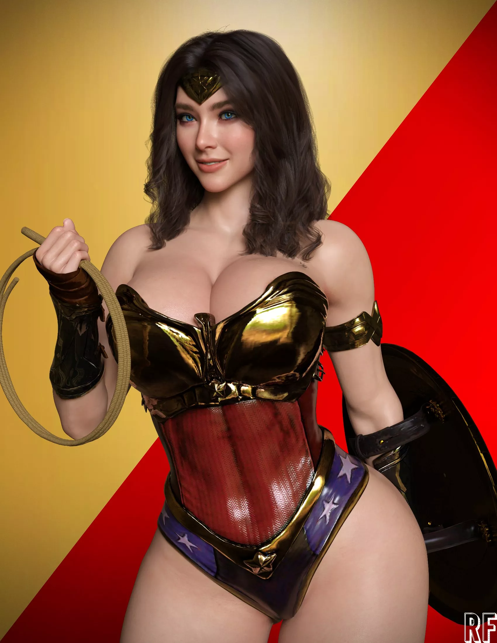 Busty Happy Wonder Woman (Rude Frog 3D) [DC]
