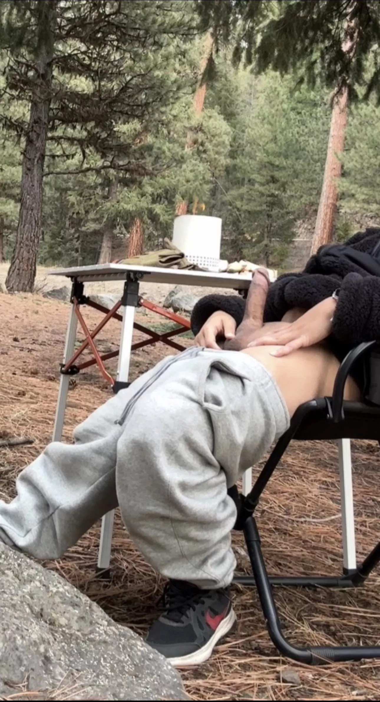 Cold breeze felt good on my cock