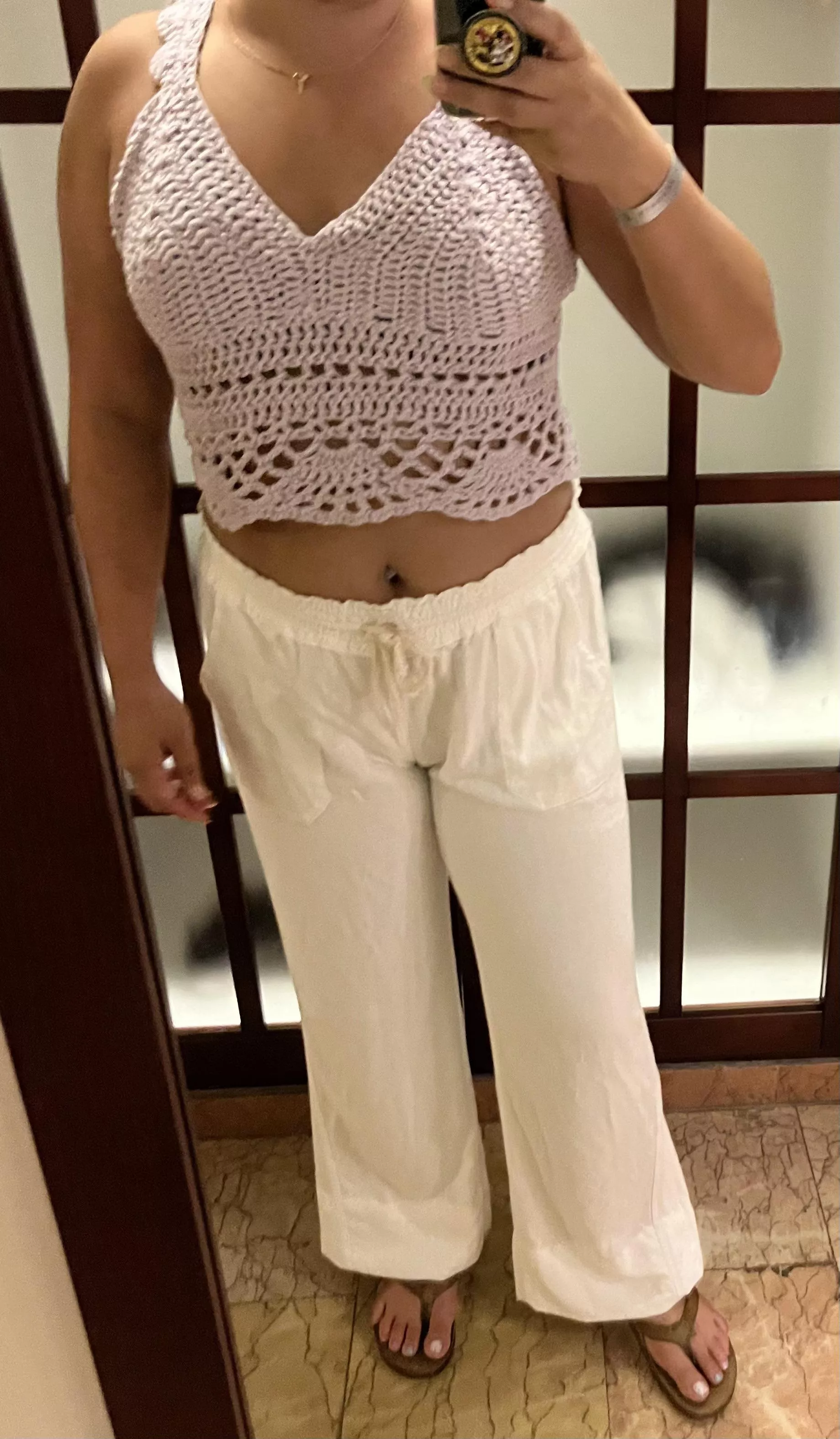 [f] I crocheted the top myself. I still have to properly hem the pants